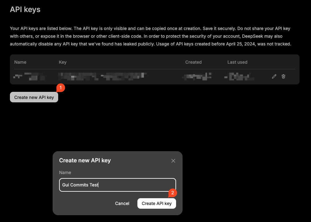 Create DeepSeek API Key